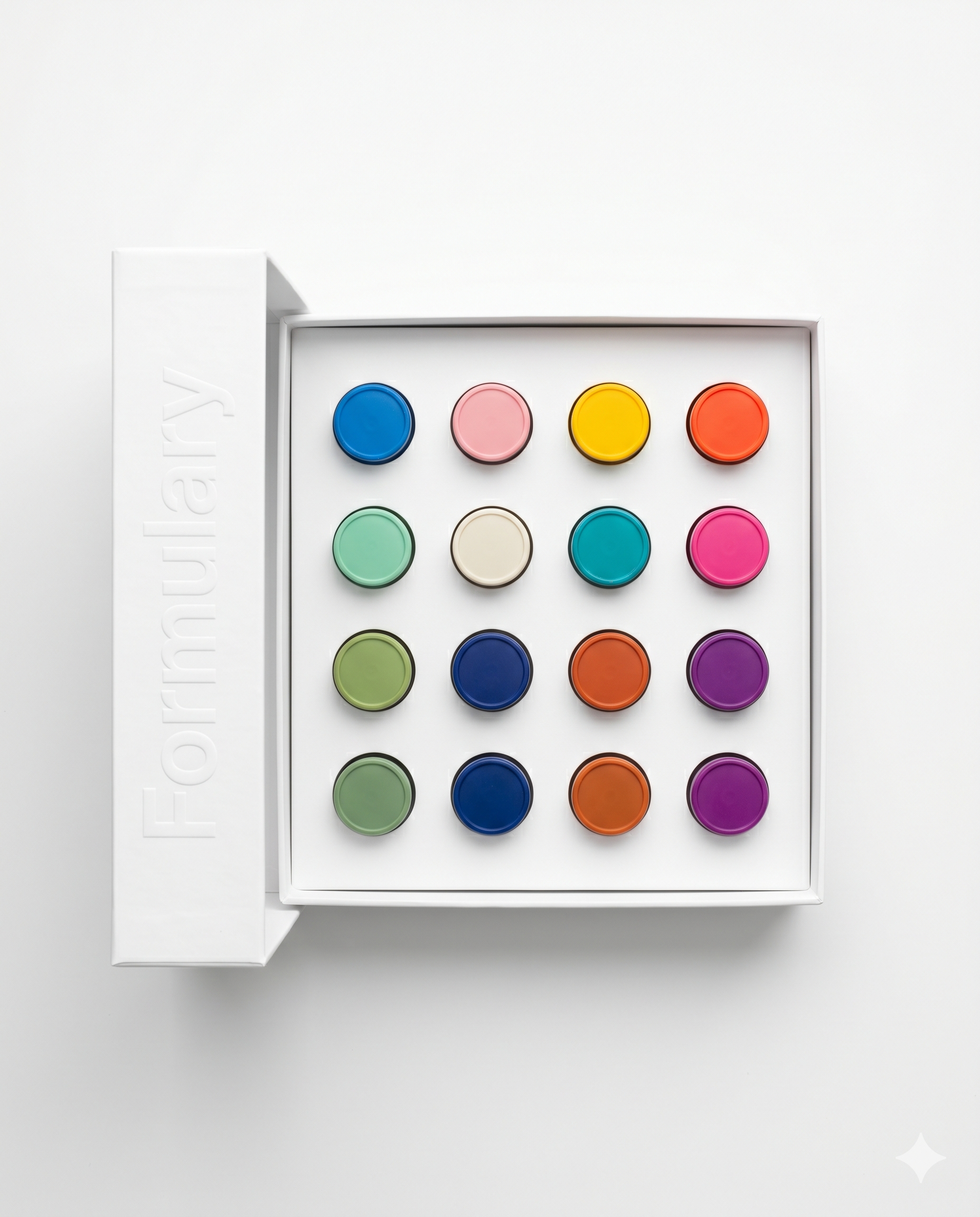 The Coda RX twelve-color cap system — each peptide a signature color
